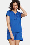 Zivame Lounge Knit Poly Lounge Set - Lil Boy Blue — thumbnail 1